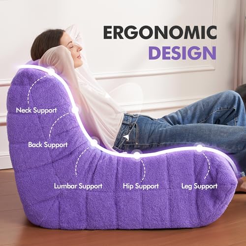 Bean Bag Chair Big Sofa Beanbag Chair for Adults Fireside Chair Bean Bag Lounger with Memory Foam Filled for Home,Apartment or Gaming Venue(Black Plush)