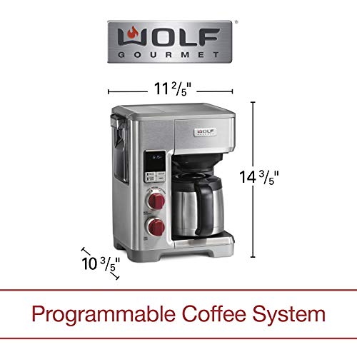 WOLF GOURMET Programmable Coffee Maker System with 10 Cup Thermal Carafe, Built-In Grounds Scale, Removable Reservoir