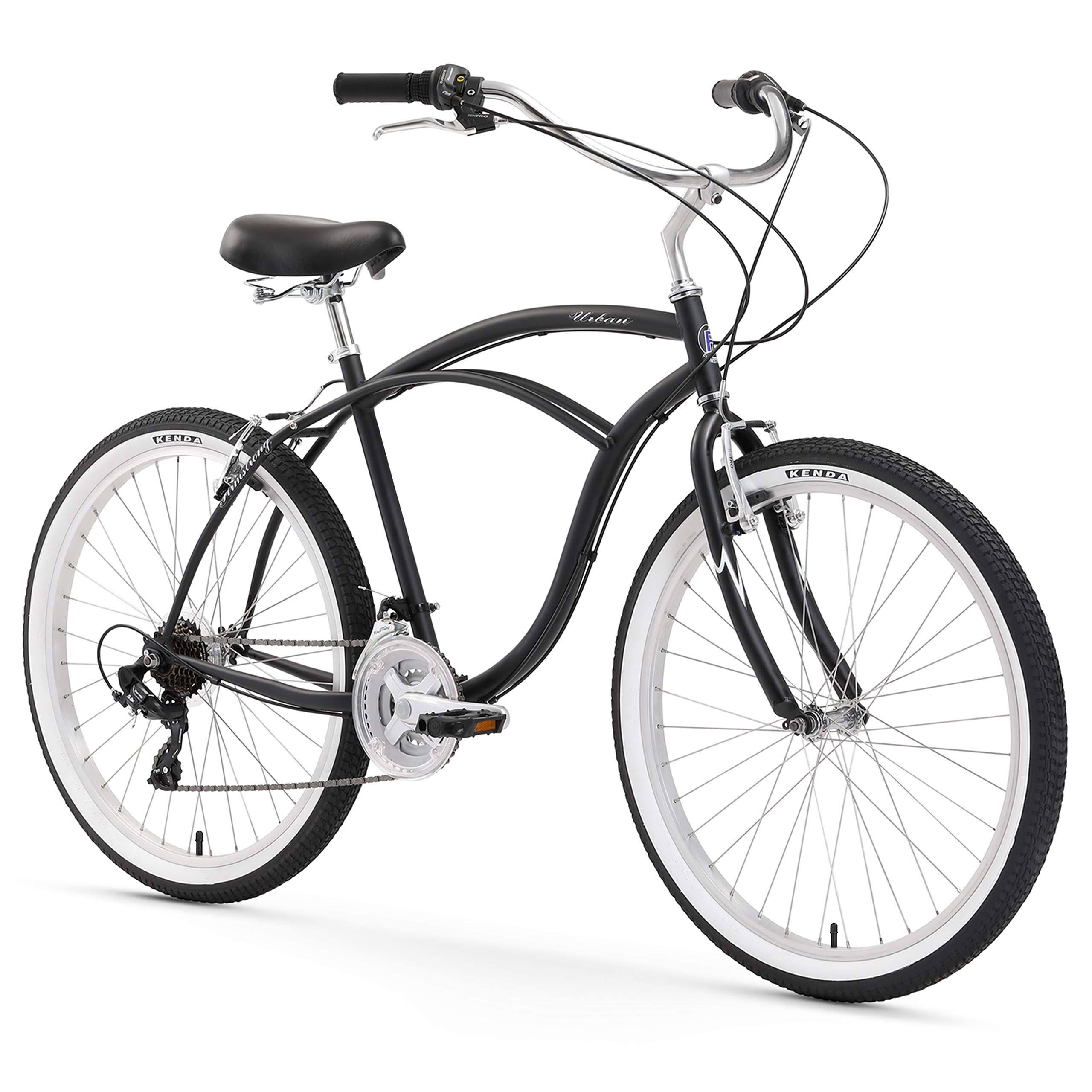 Firmstrong Urban Man 26x22 21 Speed Beach Cruiser Bicycle Matte Black