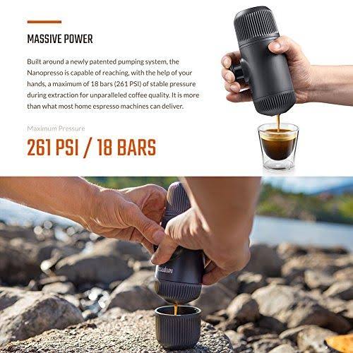 Wacaco Nanopresso Portable Espresso Maker Bundled with NS Adapter, Upgrade Version of