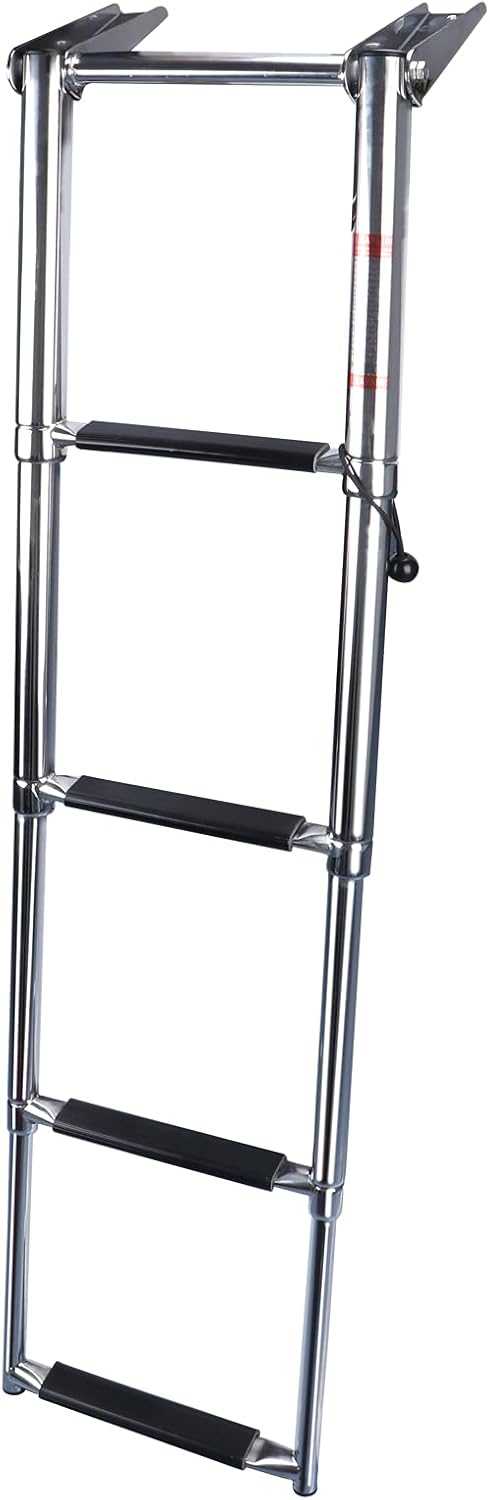 Folding 4 Step Boat Ladder Heavy Duty Stainless Steel Telescoping Boat Ladder Marine Ladder for Fishing Boat Pack of 2