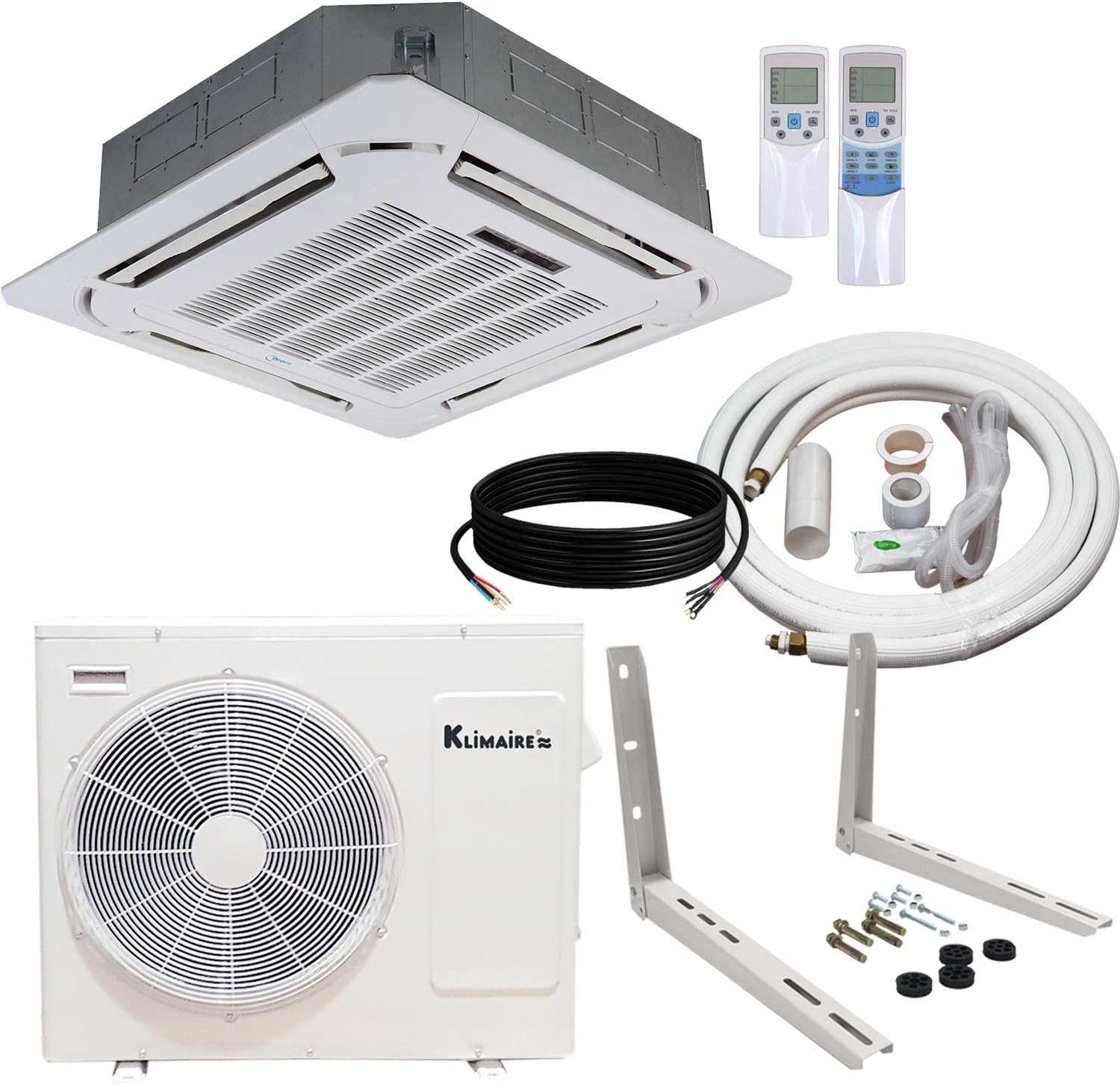 Klimaire 24,000 Btu 20 SEER Light Commercial Ceiling Cassette - Inverter Heat Pump System - 208-230V