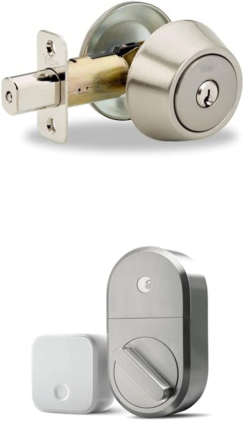 August Smart Lock + Connect Wi-Fi Bridge, Satin Nickel, Works with Alexa, Keyless Home Entry from Anywhere