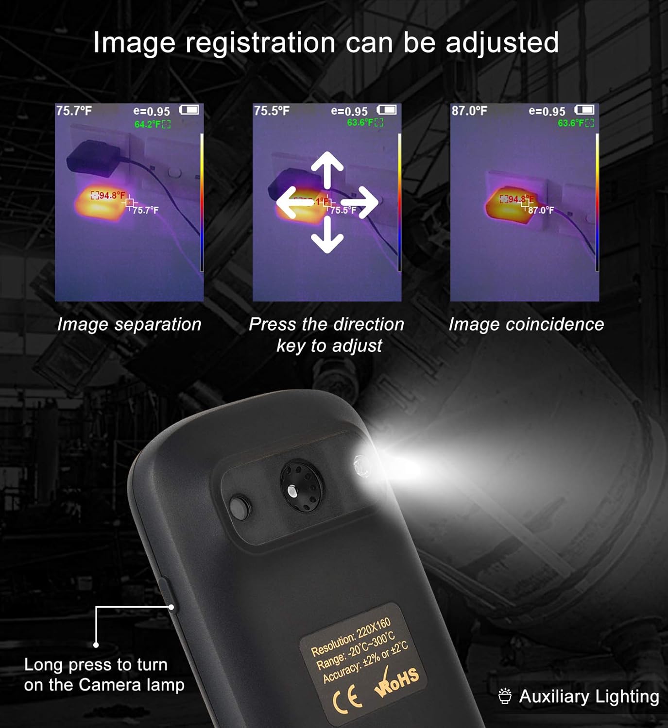 320 x 240 IR Resolution Thermal Camera, Pocket-Sized Infrared Camera with 76800 Pixels Real-Time Thermal Image, Temperature Measurement Range -4&deg;F to 572&deg;F, Mini IR Thermal Imager, Hti-Xintai