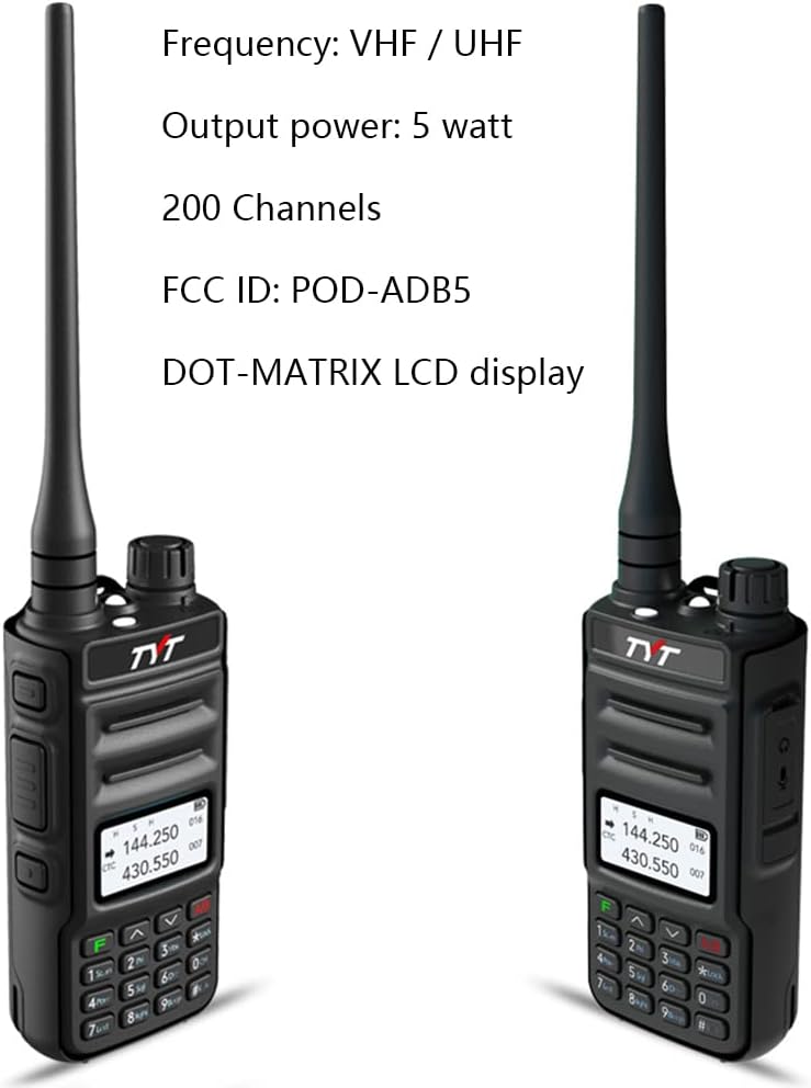TYT TH-UV88 Ham Radio Handheld Two Way Radio Analog Amateur Dual Band VHF UHF Walkie Talkies for Adults Long Range, Rechargeable, 200 Channels, Scanner, LCD Display, DTMF, CTCSS/DCS, Support Chirp Pack of 2