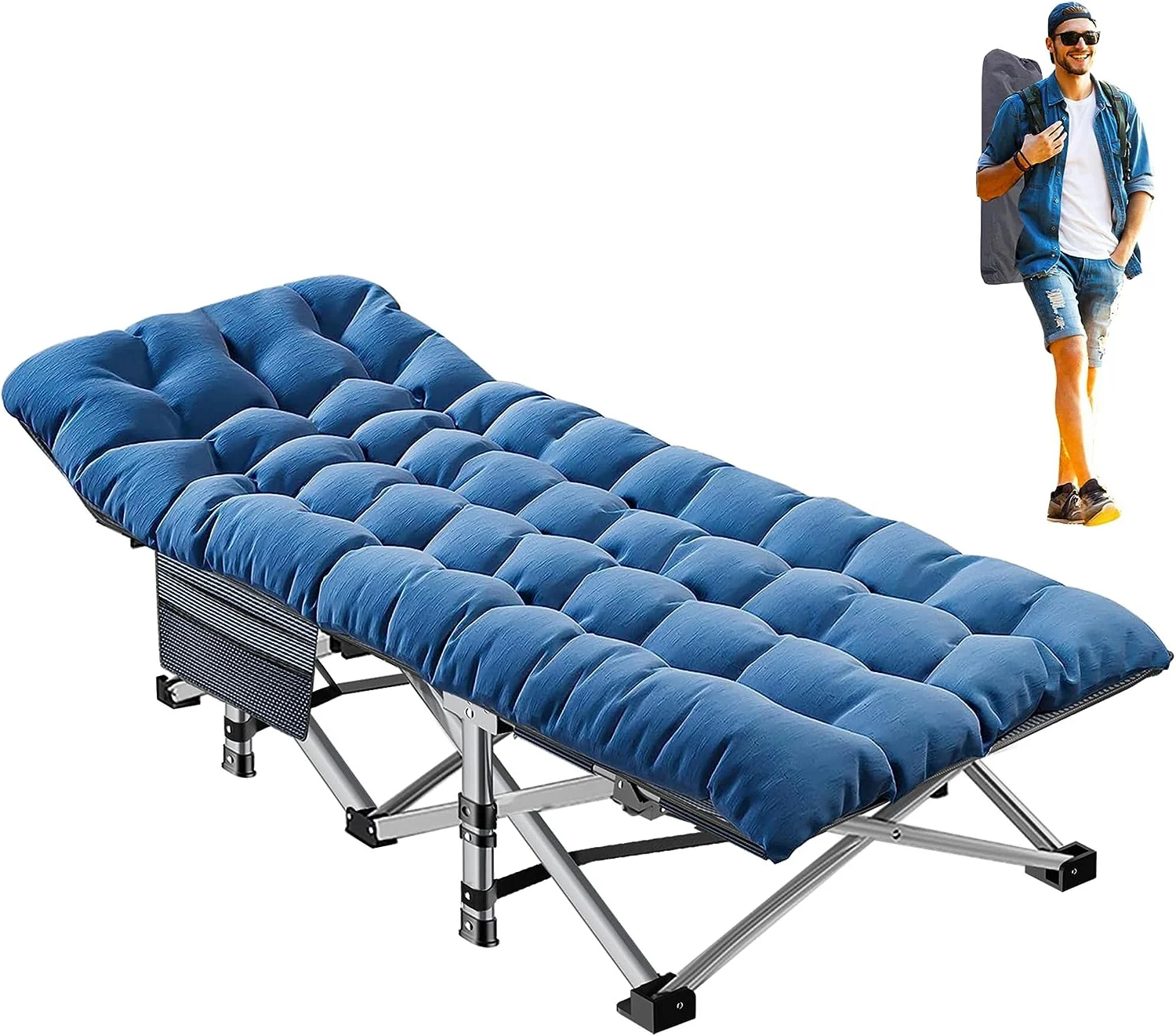 Slsy 2 Pack Folding Bed Cot with 3.3 Inch 2 Sided Mattress, 900lb Loading Double-Layer 1200D Folding Camping Cots with Carry Bag, Portable Sleeping Cot Guest Bed