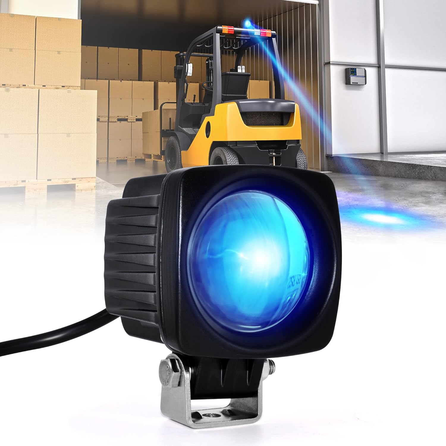 (Upgrade) LED Forklift Safety Lights Blue DC 12- 100V Forklift Backup Lights 10W Warehouse Pedestrian Warning Spot Lights Pack of 2