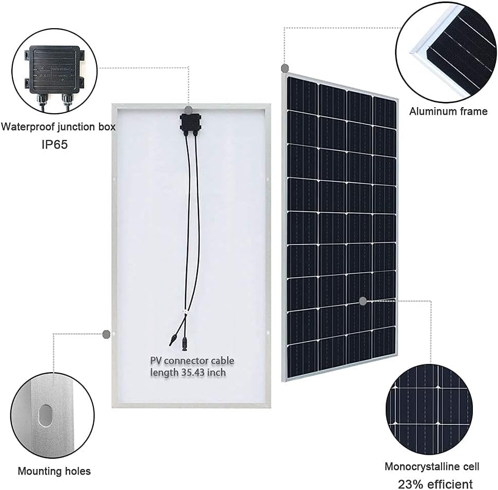 XINPUGUANG Solar Panel 300 Watt 12V Monocrystalline Solar Kit , 150W Solar Panel ,30A Charge Controller,Extension Cable,Mounting Brackets Off Grid for RV,Boat,Camper, Home (300W Solar Panel Kit)
