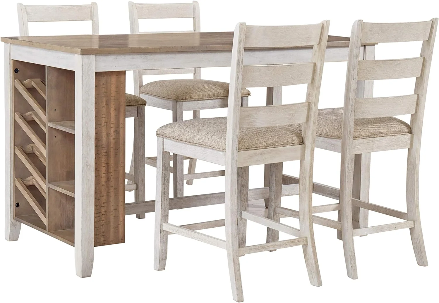 Signature Design by Ashley Casual Skempton Counter Height Dining Table  White/Light Brown