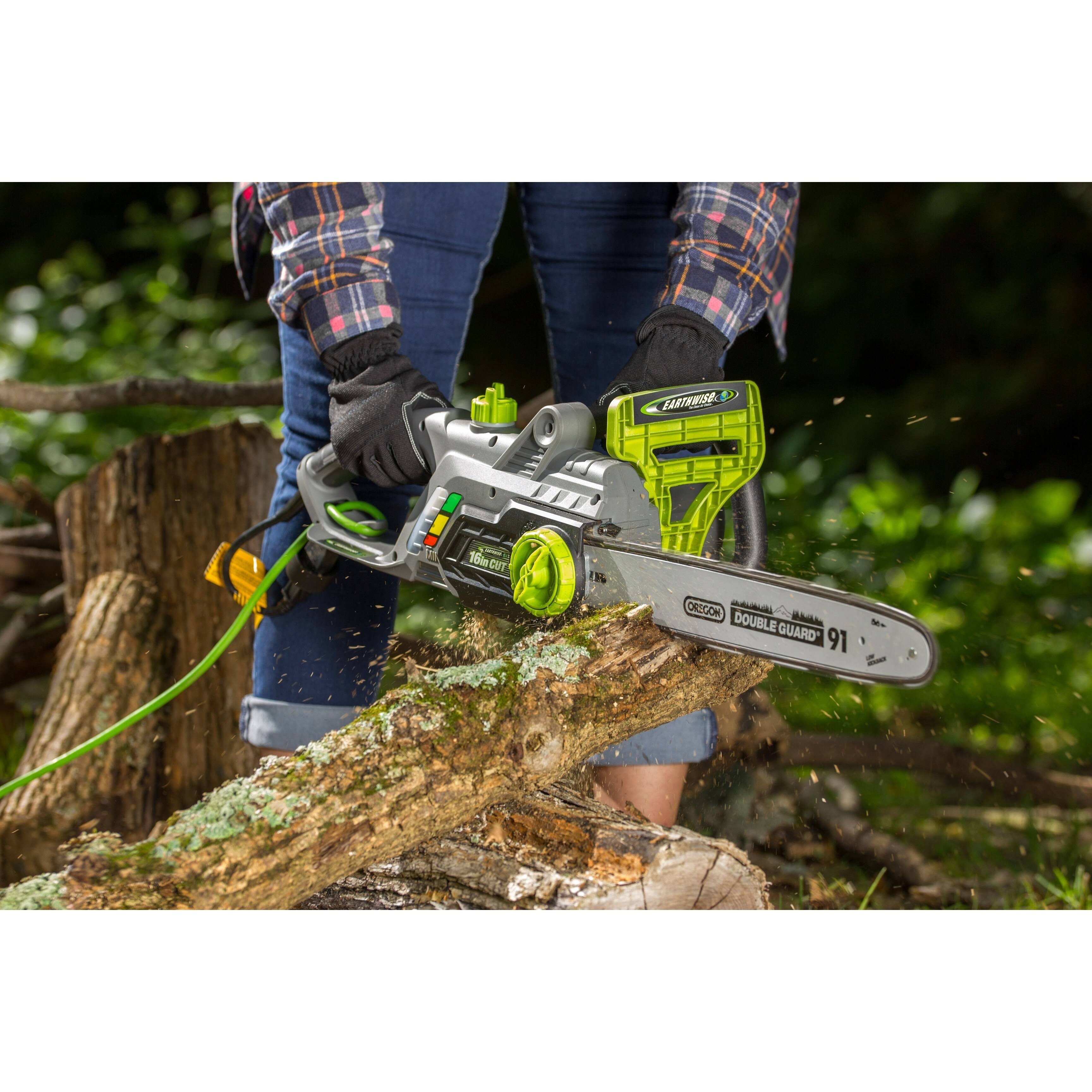 Earthwise Cs33016 Electric Chain Saw, 16-Inch, 12-Amp Corded, Green