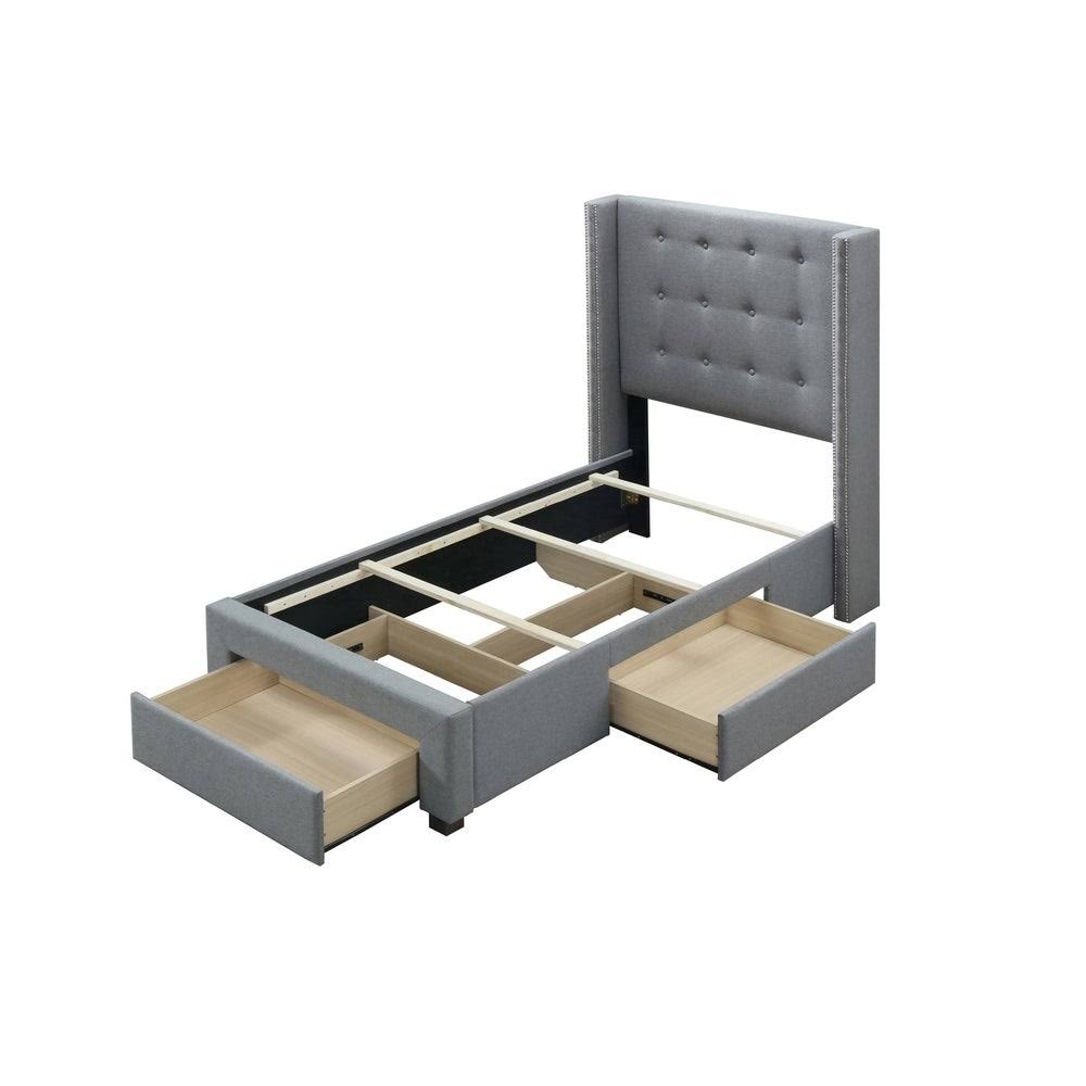 Strick u0026 Bolton Roth Grey Linen Wingback Storage Bed - Full