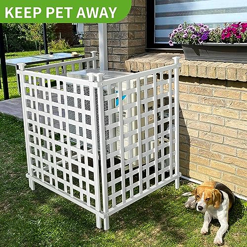 Beimo Air Conditioner Fence Privacy Fence Panels Screen, Vinyl Plastic Outdoor Garbage Trash Can Enclosure Outside, 2 White Panels