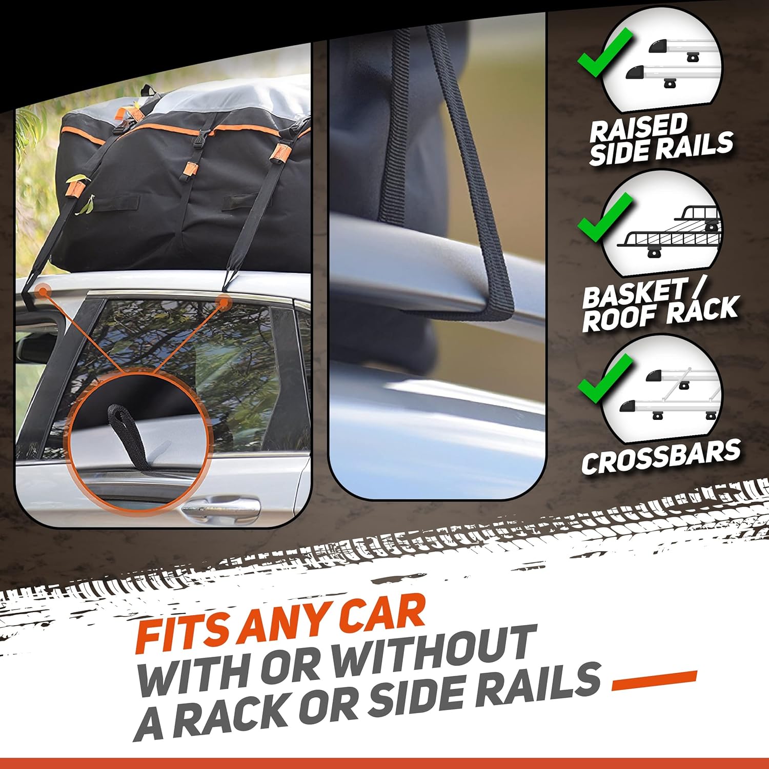 RoofPax Car Roof Bag & Rooftop Cargo Carrier. 19 Cubic Feet. Waterproof Excellent Military Quality Car Top Carrier. Heavy Duty RoofBag. Fits All Vehicle with/Without Rack. 4+2 Door Hooks Included
