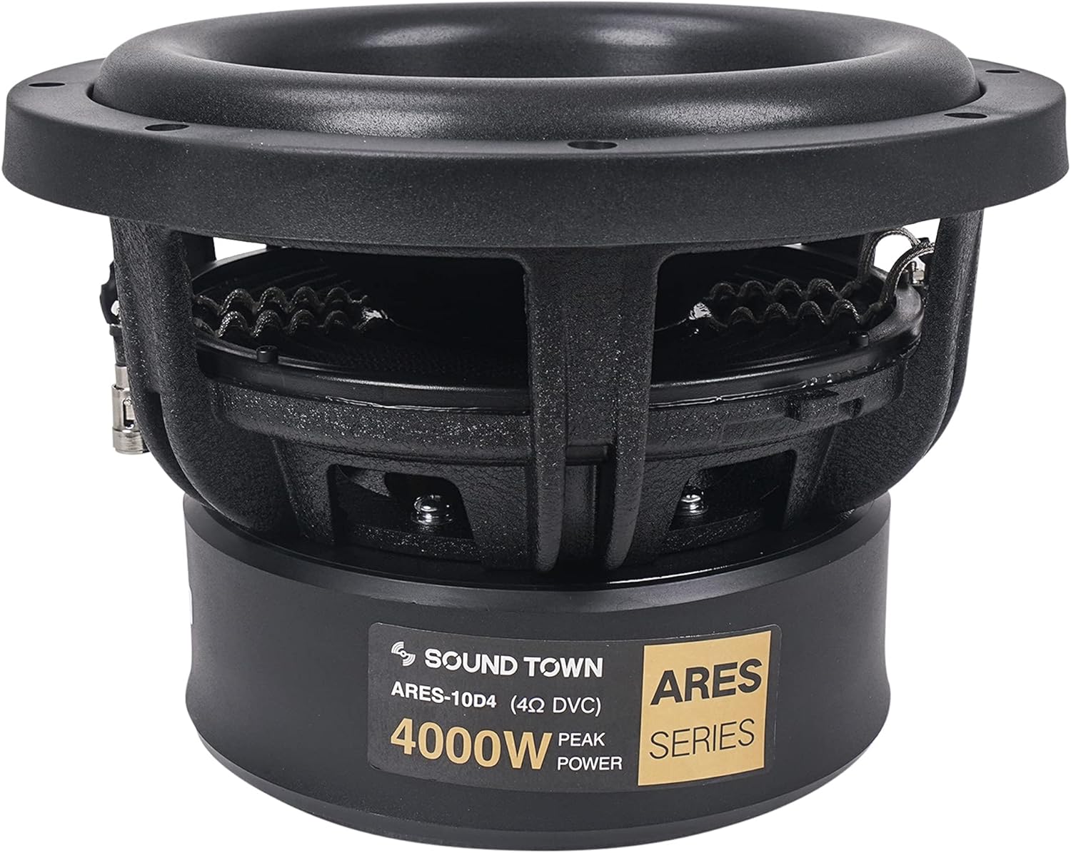 Sound Town 10" Dual Voice Coil 1000W Car Audio Subwoofer, Dual 4-Ohm, CEA Rated (ARES-10D4)