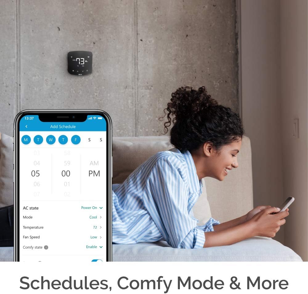 Breez Plus | Smart Air Conditioner Controller | WiFi Thermostat for Mini-Split, Window, Portable ACS | Alexa, Google, Siri Shortcuts, SmartThings, IFTTT | Free App | Inbuilt Temp/Humidity Sensors