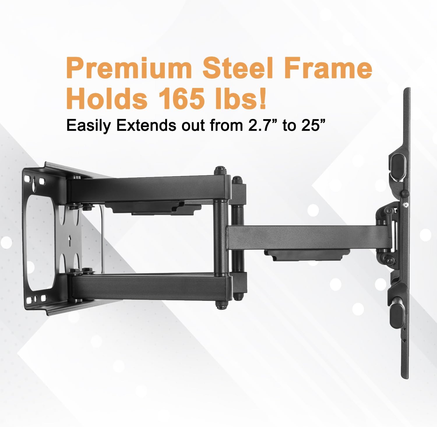 Premium Mount - Heavy Duty Dual Arm Articulating TV Wall Mount Bracket for TCL - 75" Class Q7 Q-Class 4K QLED HDR Smart TV with Google TV - 75Q750G Tilt & Swivel with Reduced Glare - Buy Smart!