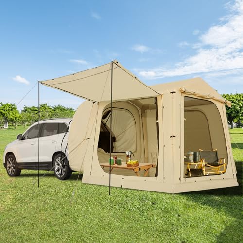 Inflatable Tents for Camping, Blow Up Tent with Hand Pump, Easy Setup Inflatable Hot Tent with Stove Jack, Waterproof Oxford Air Glamping Tents for Camping Adult 4-6 Person