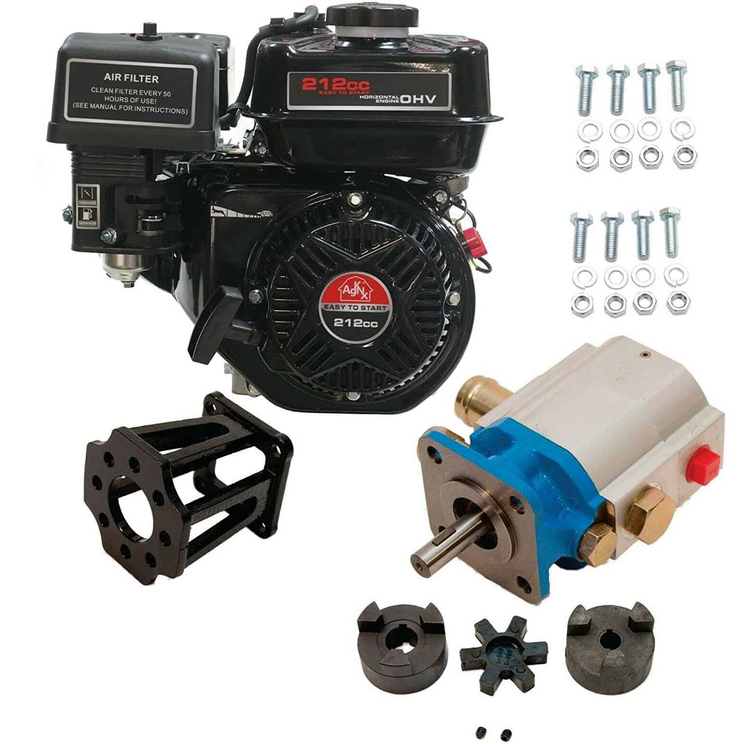 AgKnx ToolTuff Log Splitter Build kit Engine, 11 or 13 GPM Pump, Mount, Coupler, and Hardware kit 7.5HP Electric Start Engine - Shop Hardware Tools Online Store