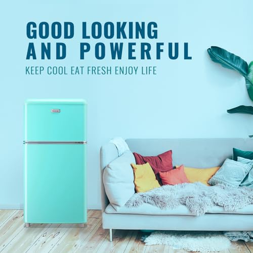 WANAI Compact Refrigerator 3.2 Cu.Ft Classic Retro Refrigerator 2 Door Mini Refrigerator Adjustable Remove Glass Shelves Refrigerator Suitable for Dorm Garage and Office