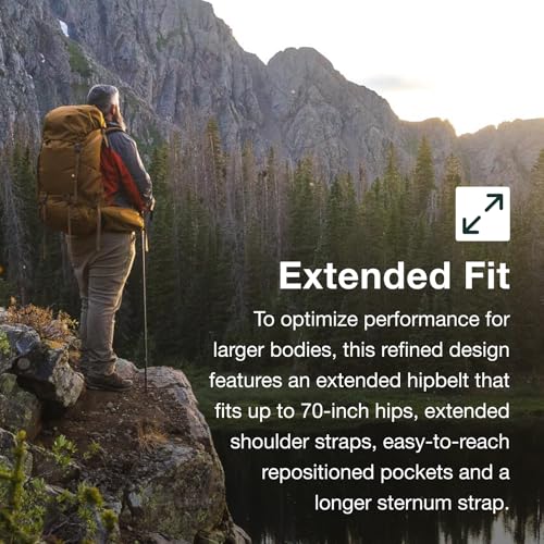 Osprey Rook 65L Men's Backpacking Backpack, Dark Charcoal/Silver Lining, Extended Fit