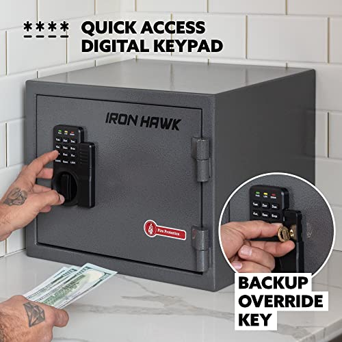 Iron Hawk Fireproof Document Box Combination Safe - Fireproof Safe - Fire Proof Safe Boxes For Home - Fireproof Wall Safe - Fireproof Lock Box - Home Safes & Safe Accessories - Cabinet Safes