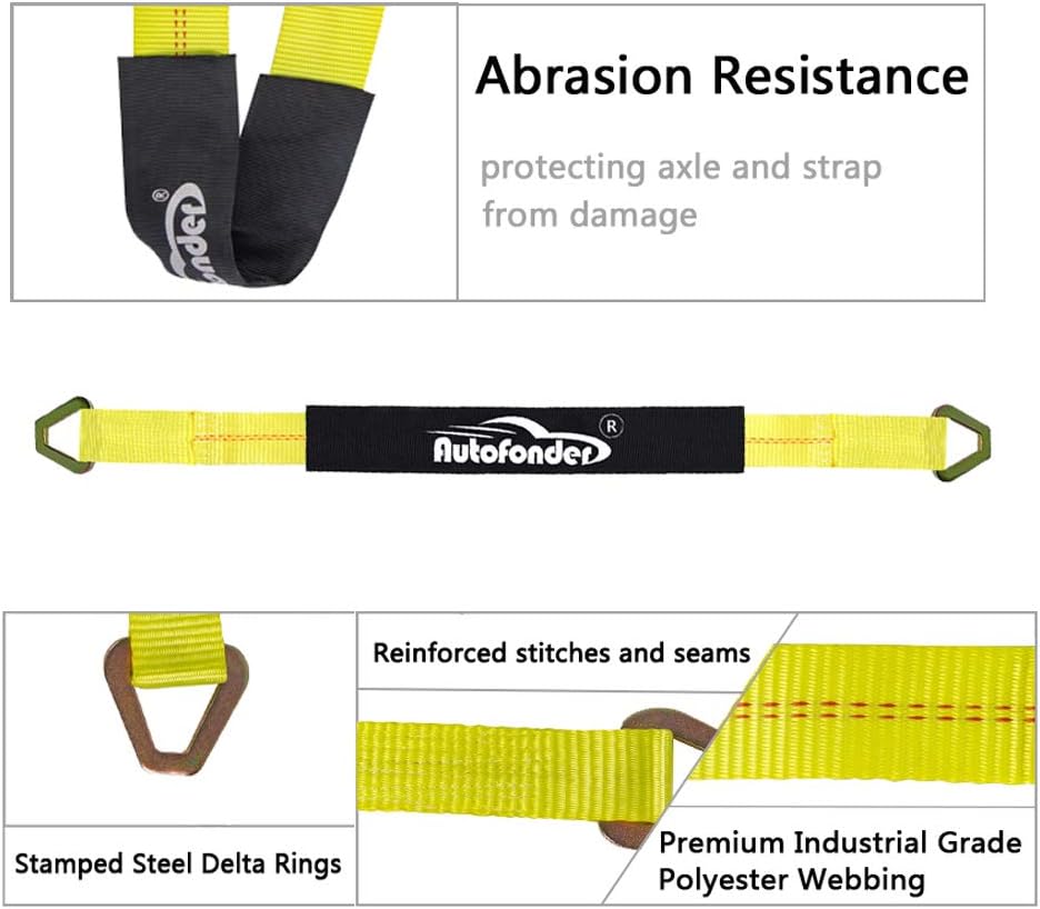 Autofonder Heavy Duty Tow Strap 12T Recovery Kit: 4WD Tow Strap + 3/4 Bow Shackle (2pcs) + Storage Bag (20ft)