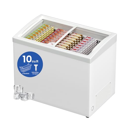 Hipopller Commercial Chest freezer with Sliding Glass Top for Display