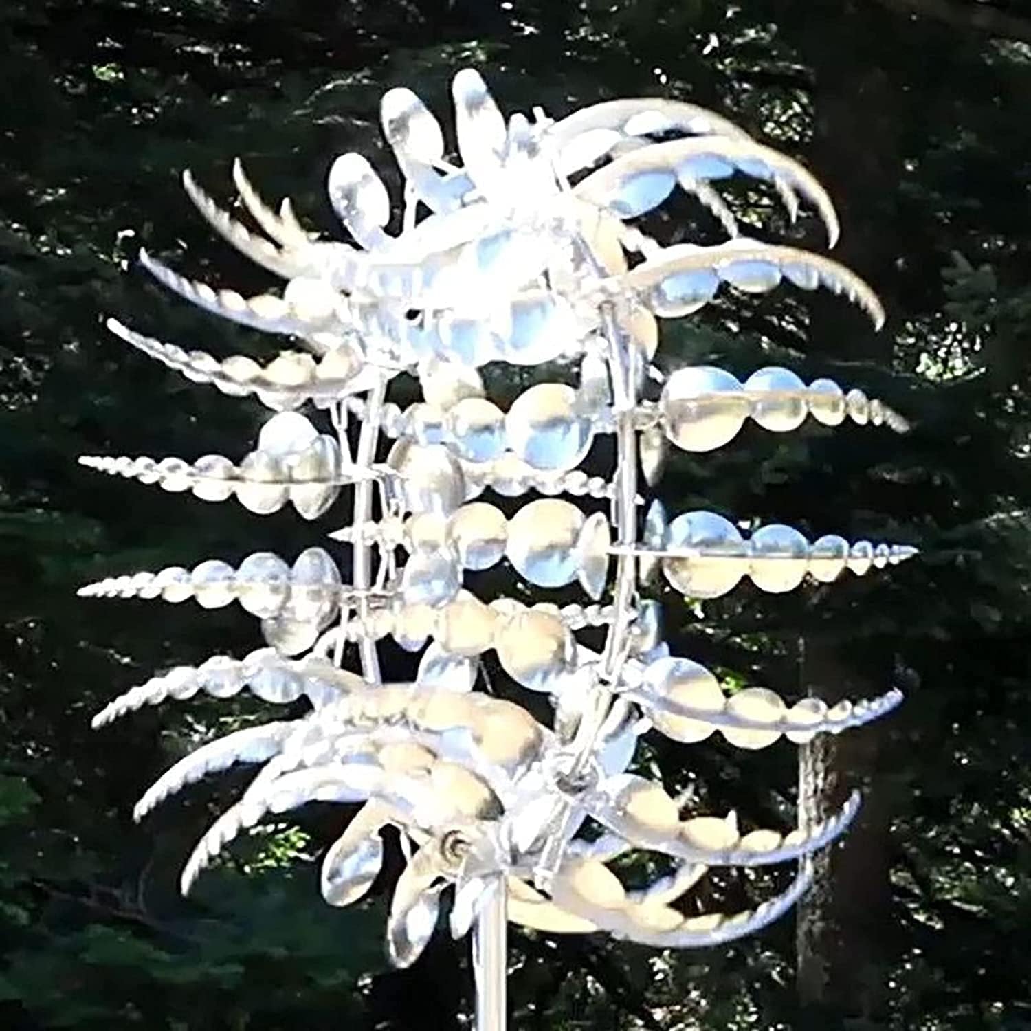 Vivpro Unique and Magical Metal Windmill,Kinetic Metal Wind Spinners with Metal Outdoor Garden Stake,Sculptures Move with The Wind, Black