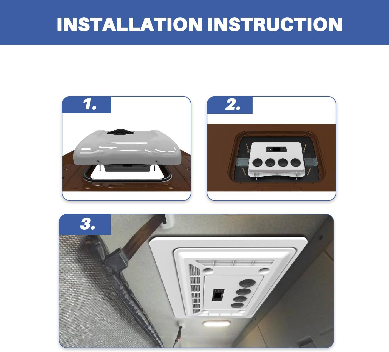 24V rv rooftop air conditioning Electric Parking dc Air Conditioner 24 volt Heating and Cooling 8000BTU Fit for Camper Van Truck Excavator Motorhome Cranes Bus SUV Car