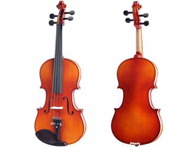 Cecilio 1/2 CVN-300 Ebony Fitted Solid Wood Violin Package with Case, Accessories u0026 Lesson Book + DVD