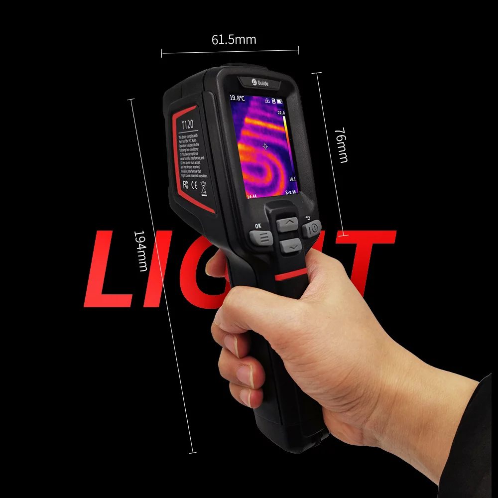 GUIDE T120 Entry-level Portable Thermal Camera 2000mAh Rechargeable Thermal Imager Non- Industrial Infrared Temperature Meter Thermographic Camera Handheld Thermal Imaging Tool 2.4-inch Larg