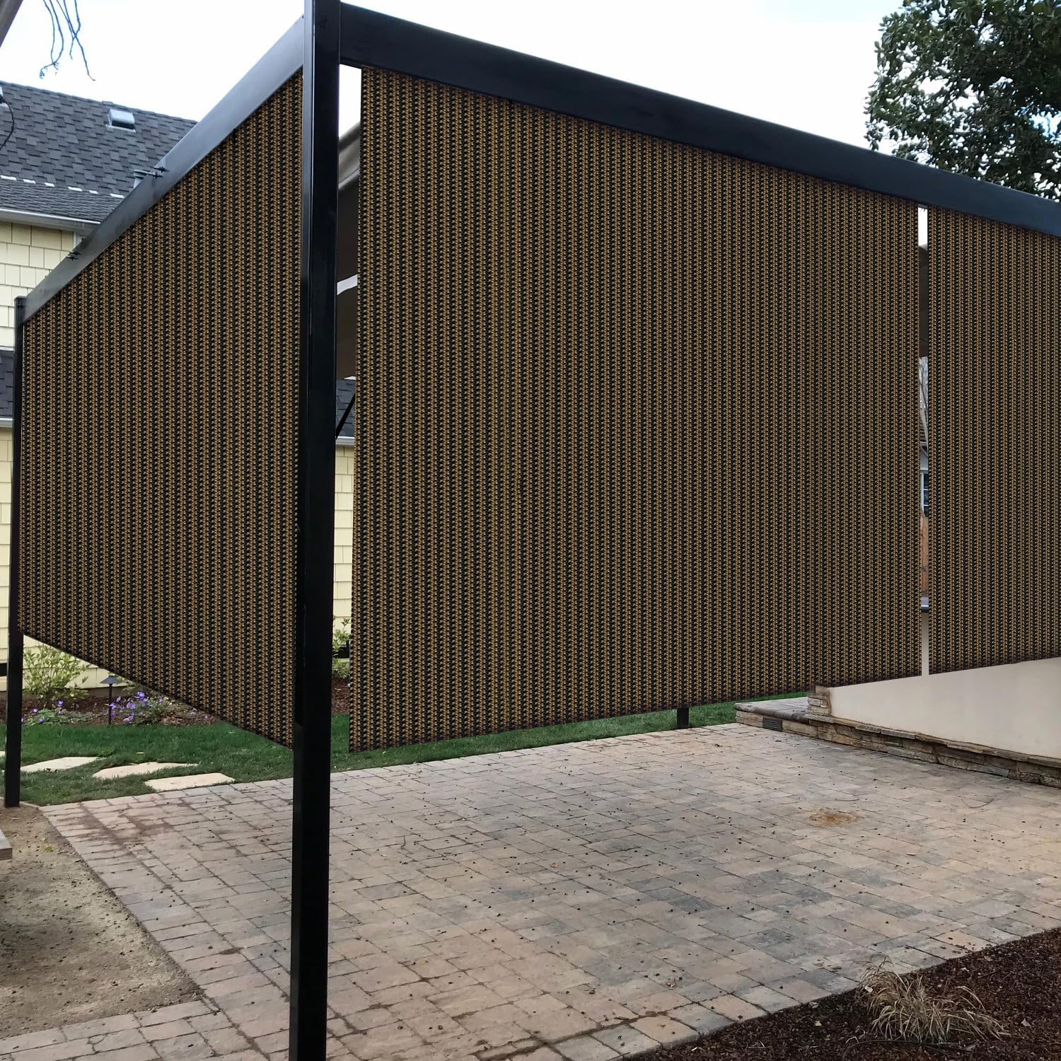 Coarbor Outdoor Roll up Shades Blinds for Porch Patio Shade Exterior Roller Shade Privacy Shade Screen for Deck Pergola Gazebo Brown 8'W x 10.5'H