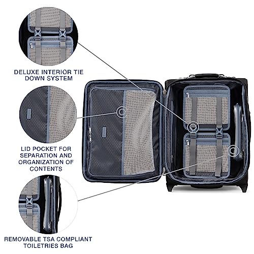 Travelpro Platinum Elite Softside Expandable Carry on Luggage, 2 Wheel Upright Suitcase, USB Port, Men and Women, International, Shadow Black, Carry On 20-Inch