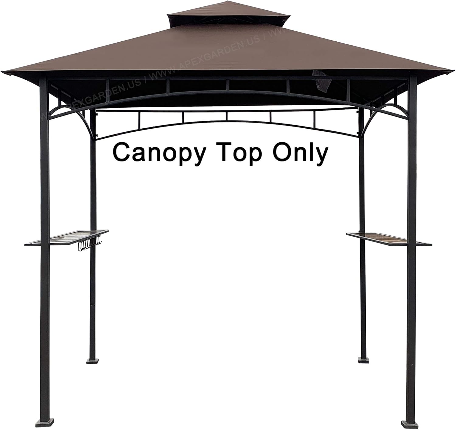 APEX GARDEN Replacement Canopy Top CAN ONLY FIT for Model #L-GG001PST-F 8' X 5' Brown Double Tiered Canopy Grill BBQ Gazebo (Top Only) (Brown)
