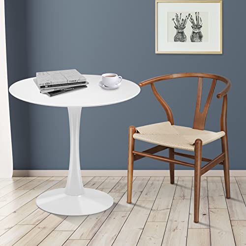 31.5 inch Round Dining Table, Mid Century Modern Small Tulip Table with Metal Pedestal Base for Living Room Kitchen Dining Room (Black)