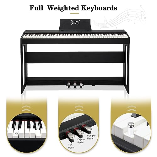 GLARRY Digital Piano 88-Key Home Full Weighted Hammer Heavy Action Digital Piano for All Experience Levels, Beginer, Portable Electric Keyboards Piano, Triple Pedals (Black)