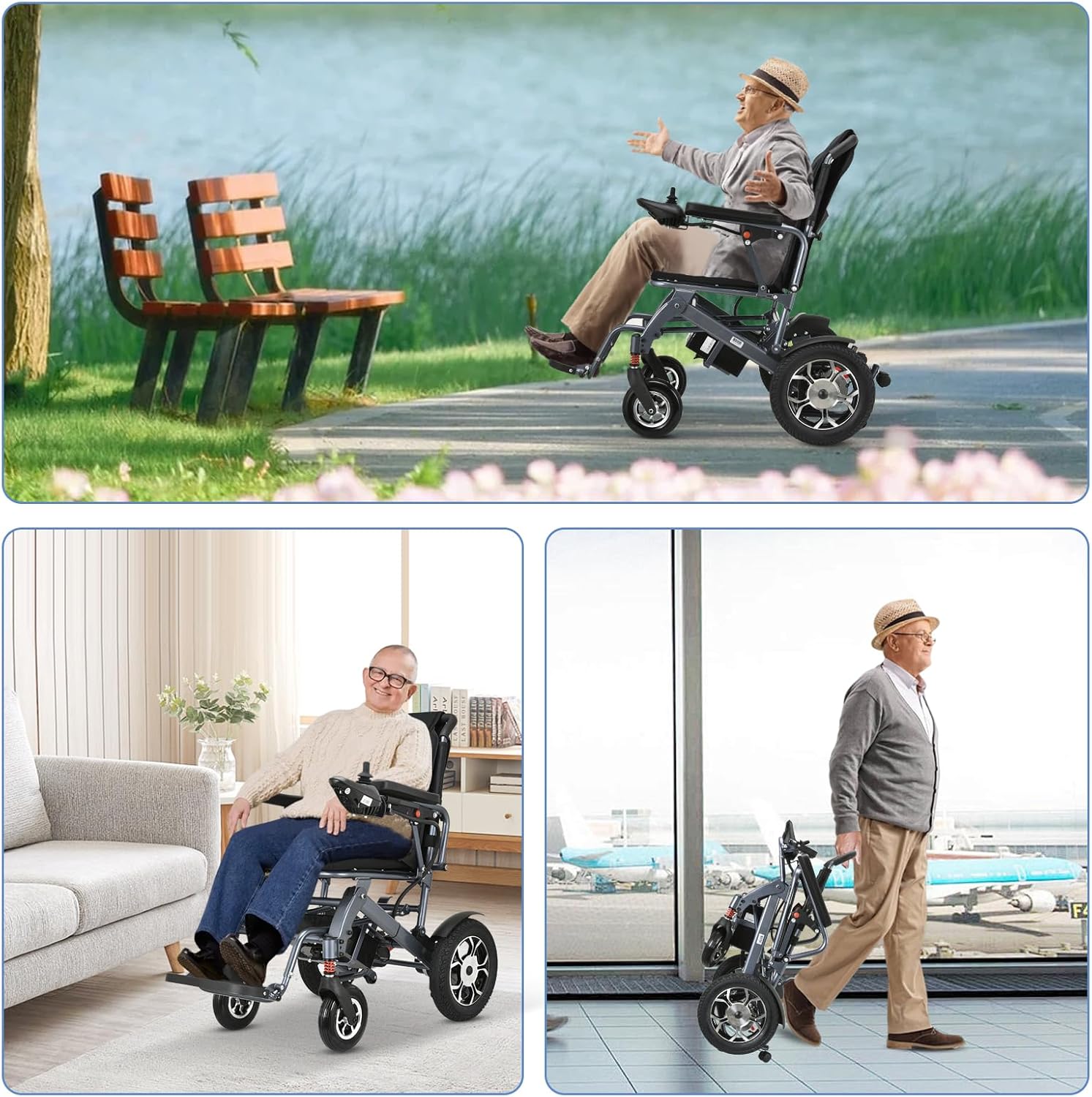 Electric Wheelchair for Adults Lightweight Foldable,Intelligent Power Wheelchairs with 500W Motor,All Terrain Motorized Power Wheelchairs for Seniors,Portable Folding Electric Wheelchair-Weight 50lbs
