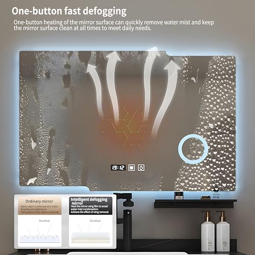 Bathroom Vanity with Sink - Modern Bathroom Sink Cabinet, Floating Vanity Set - includes Bathroom Vanity Cabinet and Led Smart Defog Mirror, with 2 Drawers (48")