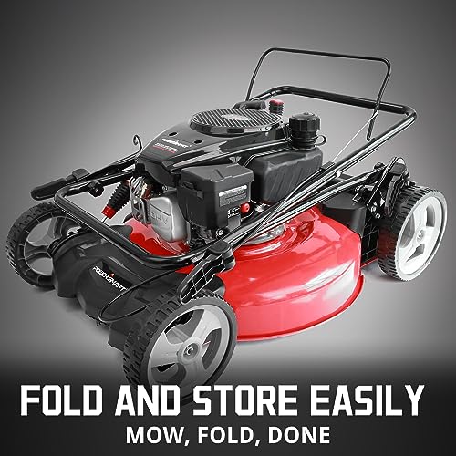 PowerSmart Gas Push Lawn Mower 21in. 144cc 4-Cycle Engine 3-in-1 Mulch, Bag, Side Discharge, 6-Position Height Adjustment