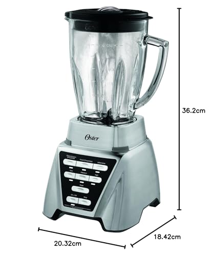 Oster Pro 1200 Blender with Professional Tritan Jar and Food Processor attachment, Metallic Grey