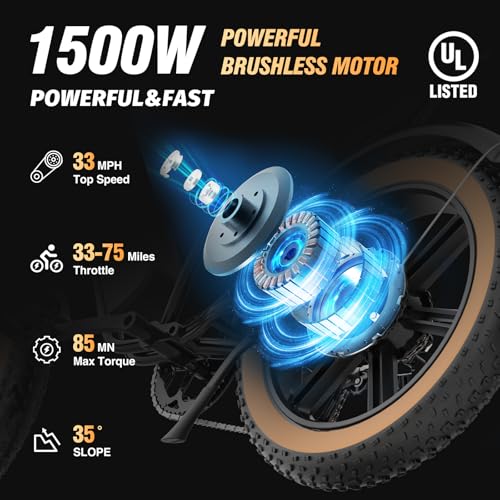 Electric Bike for Adults Q20, 2000/1500W, 37/30MPH,52V 40AH,48V/20AH E-Bike,30-180 Miles Electric Motorcycle, 20" Fat Tire Dirt Bike, UL2849 All Terrain for Mountains, Snow, Sand, Road