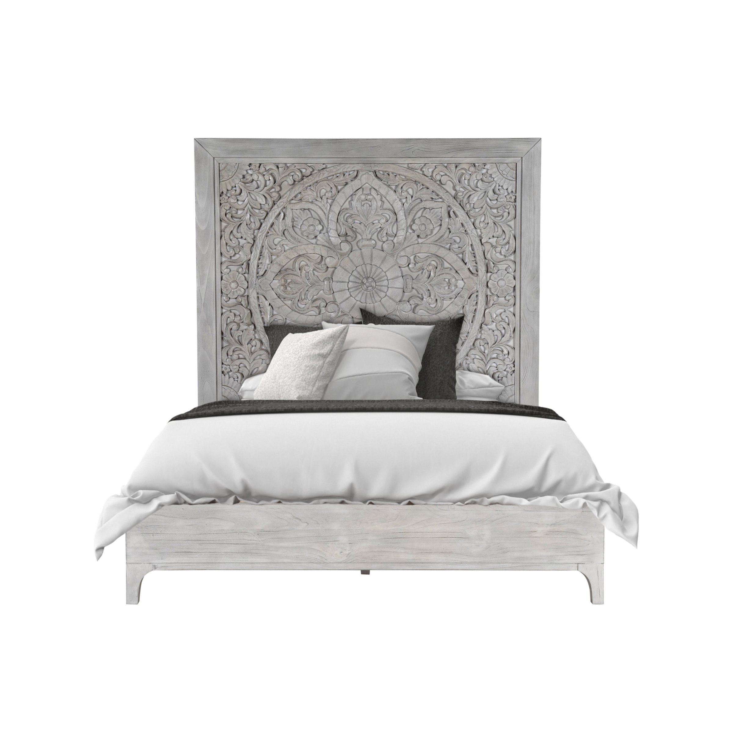 Modus Boho Chic 5 PC Queen Bedroom Set w Chest in Washed White