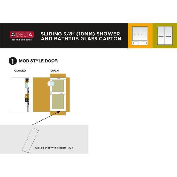 Delta SDGS160-CLN-R 29-1/32 in. x 67-3/4 in. x 3/8 in. Frameless Sliding Shower Door Glass Panels in Niebla ( for 50-60 in. door
