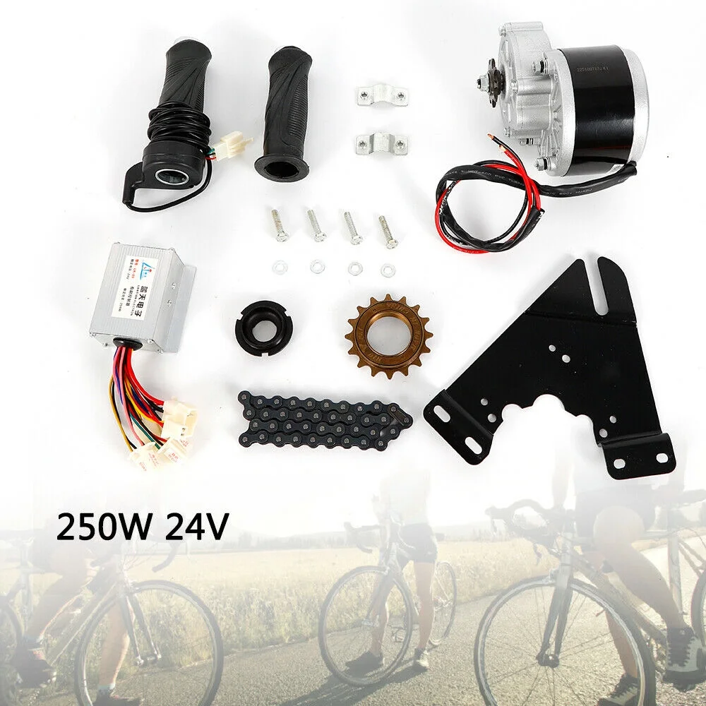 ZhdnBhnos 24V 250W Electric Bicycle Conversion Kit E-Bike 16-28inch Wheel Motor Kit with Chain Motor Controller Freewheel