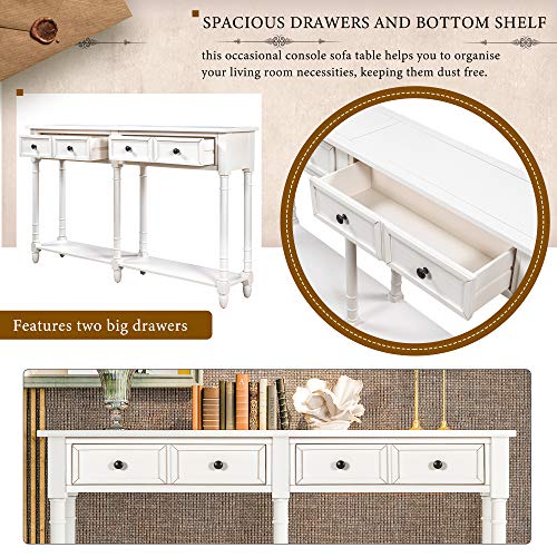Merax Espresso Wood Narrow Console Table with Drawers and Bottom Shelf for Entryway Hallway Front Door, 1 Set