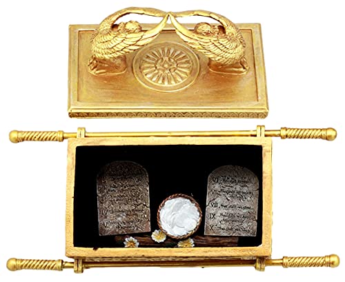 Ebros Gift Large Matte Gold Holy Ark Of The Covenant With Ten Commandments Rod of Aaron and Manna Religious Decorative Figurine Box Furniture Collectible Judaic Historical Accent (1:2 Scale 42" Long)
