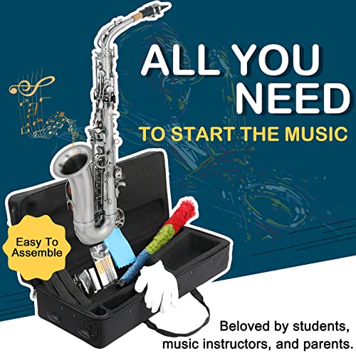 Ktaxon Alto Saxophone Drop E Flat Brass Sax Beginner Sax Full Kit with Mouthpiece, Carrying Case, Gloves, Cleaning Cloth Bar, Detachable Strap, Shoulder Strap, Reed