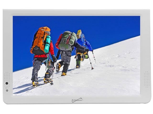 Supersonic SC-2812 12x22 Portable Lightweight LED TV w/Built in Batt,USB/SD Input (White)