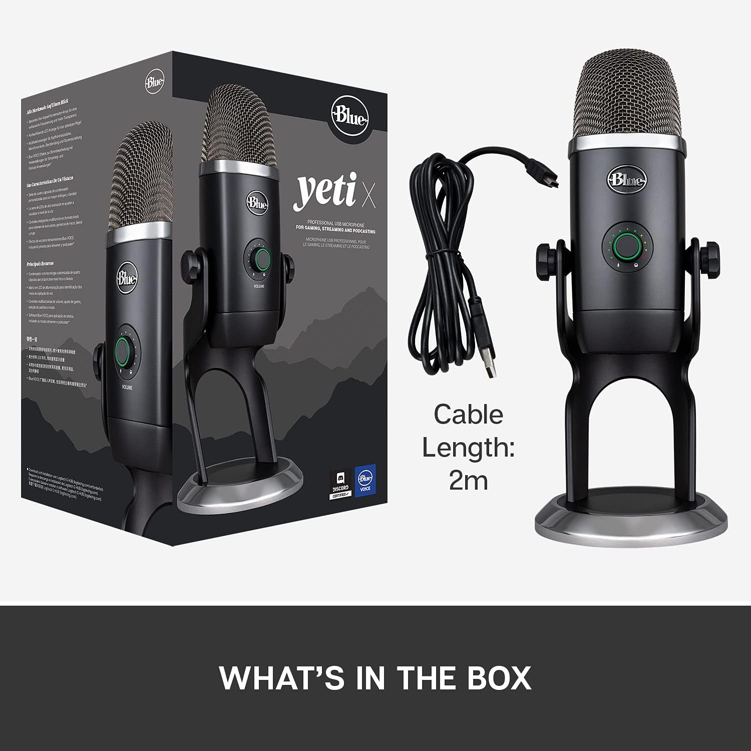 Blue Yeti X Professional Condenser USB Microphone with High-Res Metering, LED Lighting & Blue VO!CE effects for Gaming, Streaming & Podcasting on PC & Mac