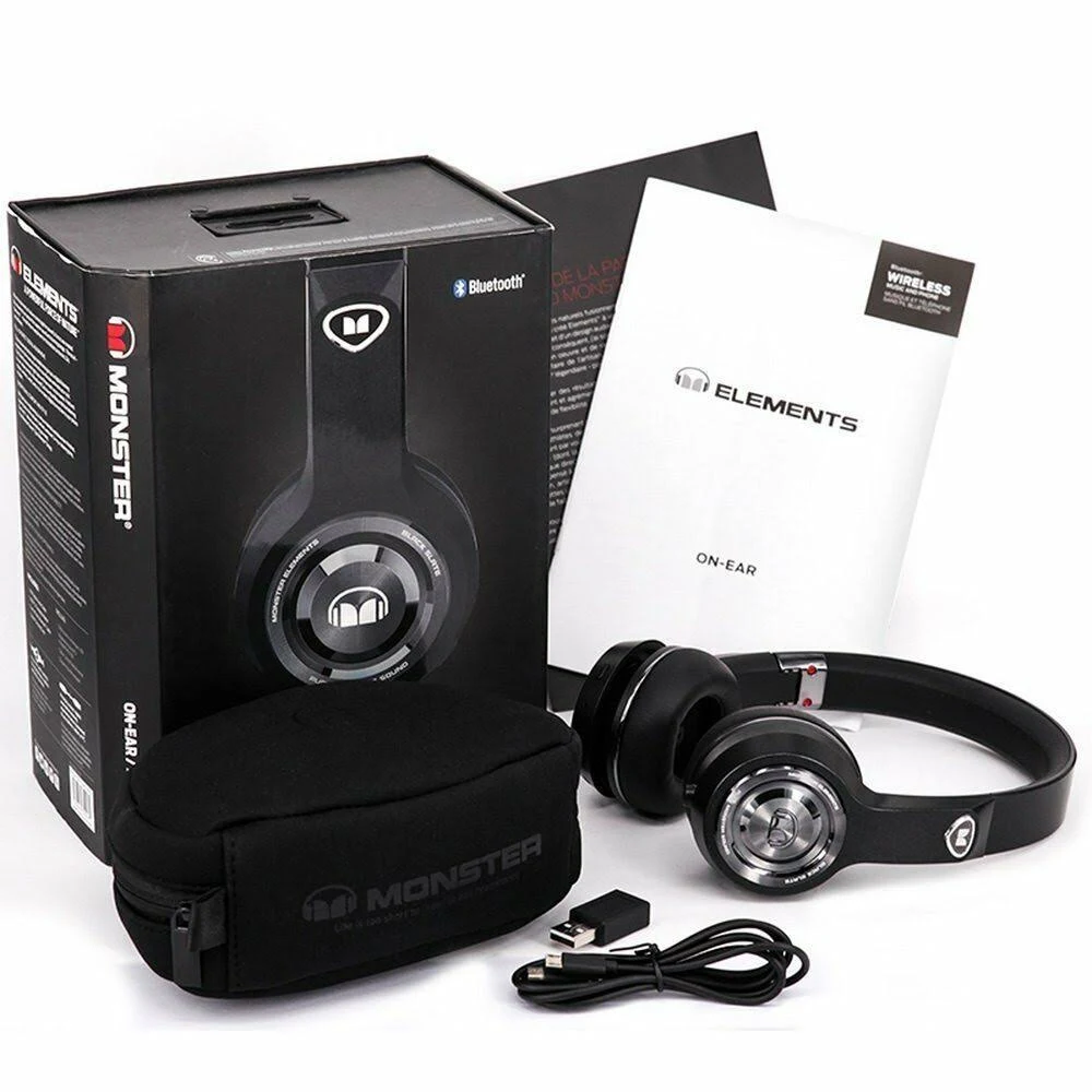 Monster Elements Wireless Bluetooth On-Ear Headphones - Black Slate